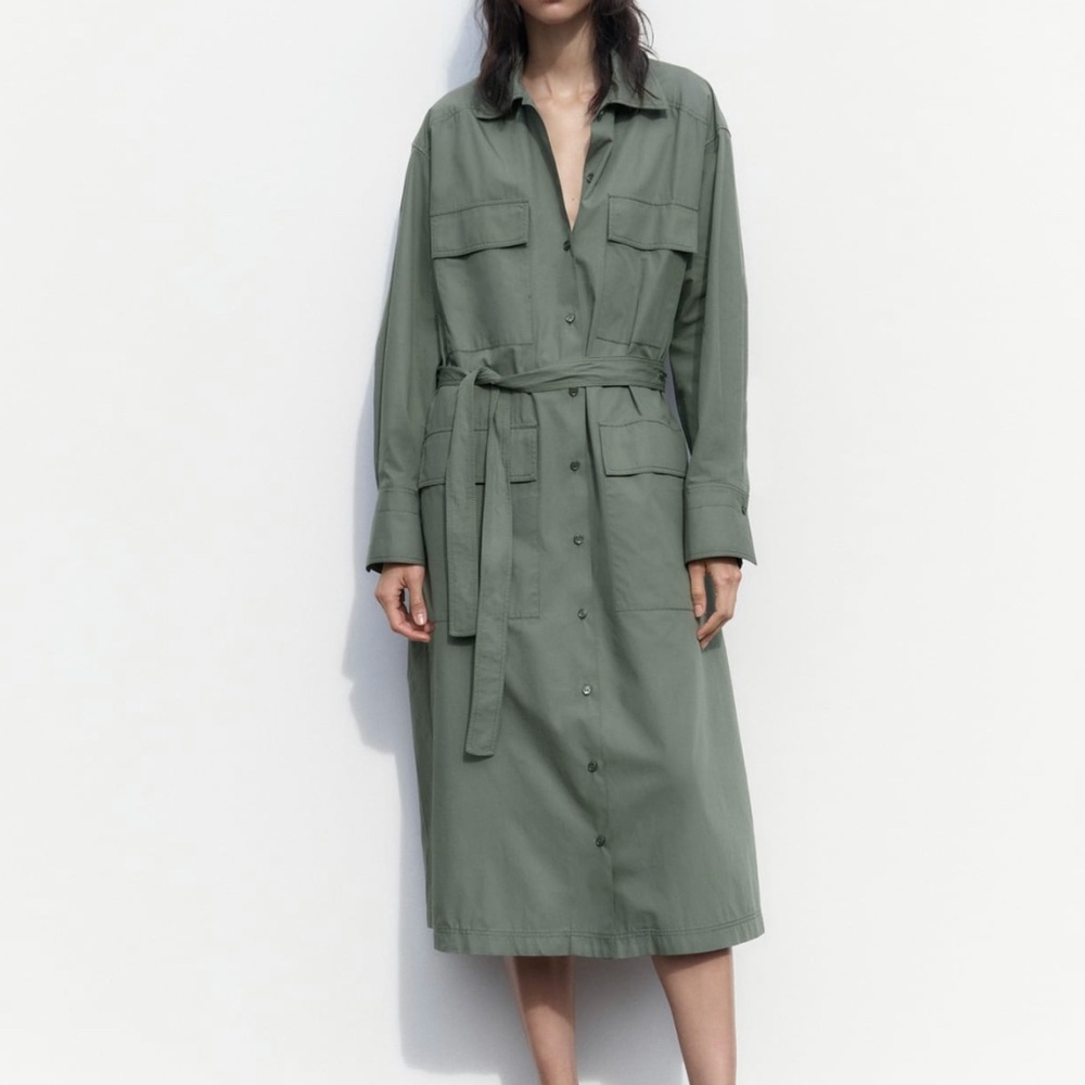 Single 🔥Zara limited edition cotton shirt dress with belt